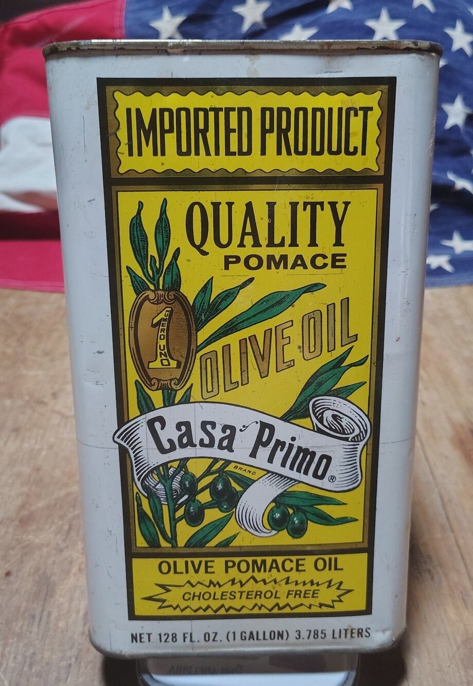 Vintage Casa Primo Olive Oil Advertising Tin Empty For Display Kitchen Decor